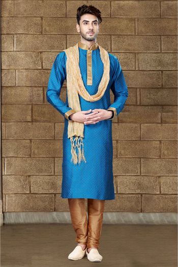 Matka Silk Kurta Pajama In Blue Colour