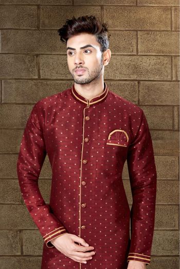 Silk Indo Western In Maroon Colour