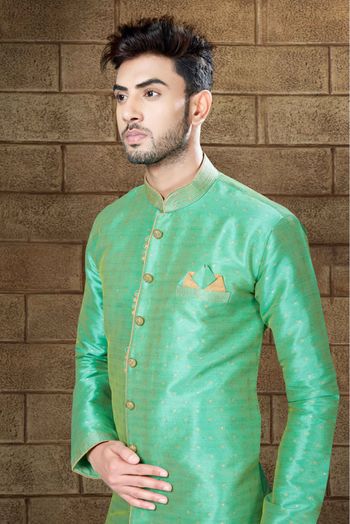 Silk Indo Western In Rama Green Colour