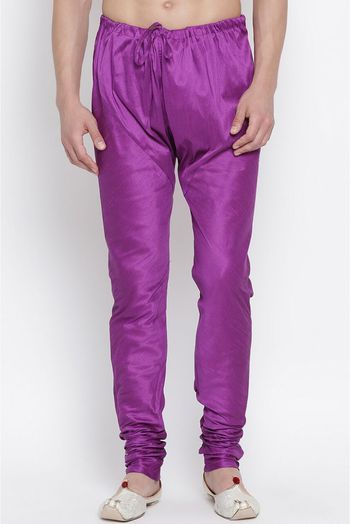 Cotton Silk Blend Party Wear Pajama In Purple Colour