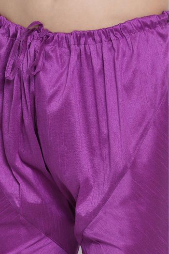 Cotton Silk Blend Party Wear Pajama In Purple Colour