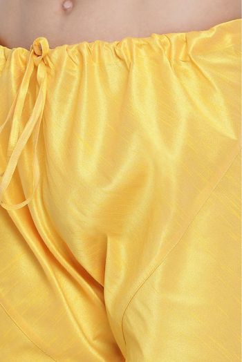 Cotton Silk Blend Party Wear Pajama In Yellow Colour