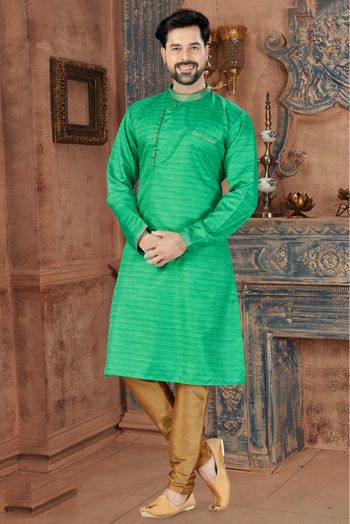 Silk Party Wear Kurta Pajama In Green Colour - KP4120182