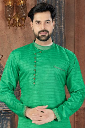 Silk Party Wear Kurta Pajama In Green Colour - KP4120182