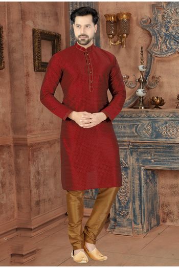 Silk Party Wear Kurta Pajama In Maroon Colour - KP4120192