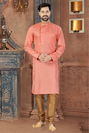 Silk Party Wear Kurta Pajama In Pink Colour