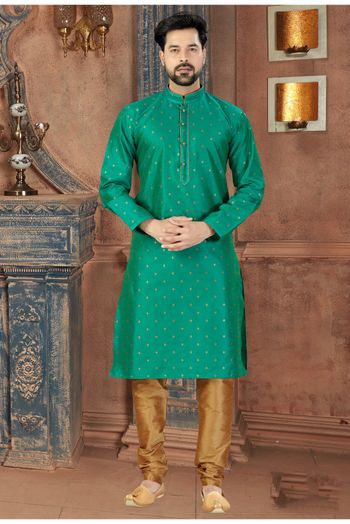 Silk Party Wear Kurta Pajama In Rama Green Colour - KP4120193