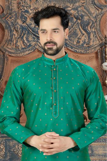 Silk Party Wear Kurta Pajama In Rama Green Colour - KP4120193