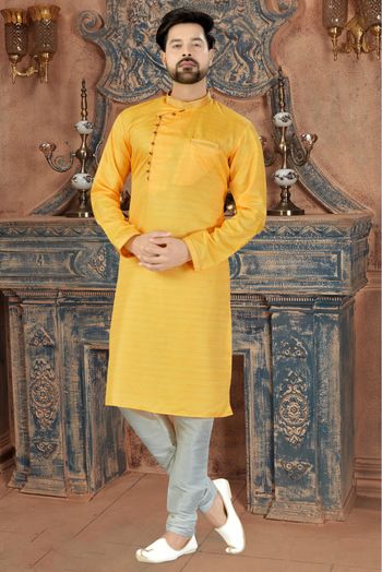 Silk Party Wear Kurta Pajama In Yellow Colour - KP4120180
