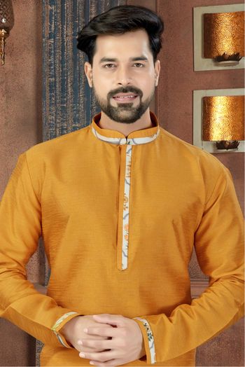 Silk Party Wear Kurta Pajama In Yellow Colour - KP4120190