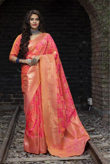 Banarasi Silk Traditional Saree In Pink Colour - SR5010035