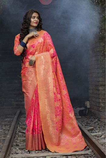 Banarasi Silk Traditional Saree In Pink Colour - SR5010035