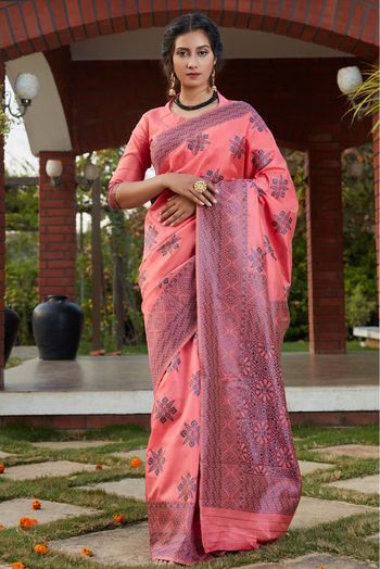 Banarasi Silk Traditional Saree In Pink Colour - SR5010046