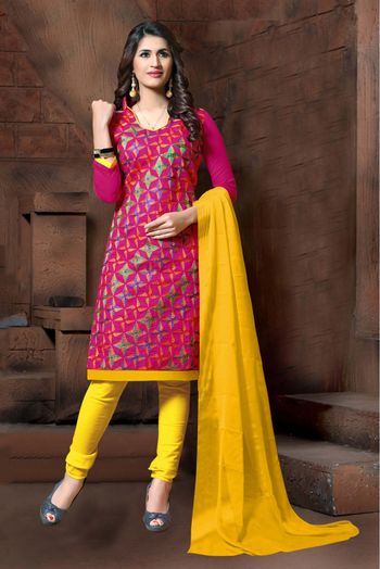 Faux Georgette Cream Churidar Salwar Suit -