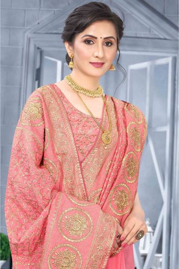 Vichitra Silk Designer Saree In Baby Pink Colour - SR4690379