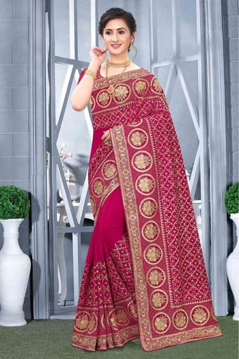 Vichitra Silk Designer Saree In Pink Colour - SR4690378