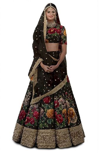 Art Silk Embroidery Kids Lehenga Choli In Black Colour - GK3880318