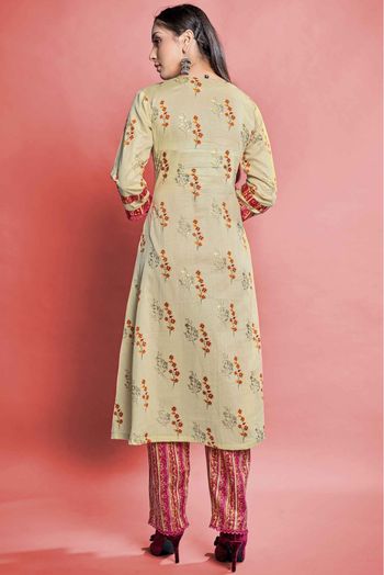 Cotton Printed Kurta Set In Beige Colour - KR5412020