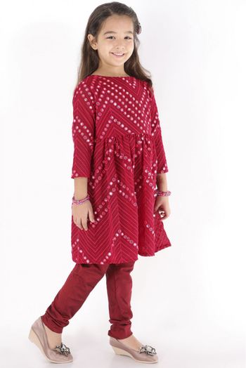 Georgette Embellishment Kurta And Churidar In Maroon Colour - GK4351921