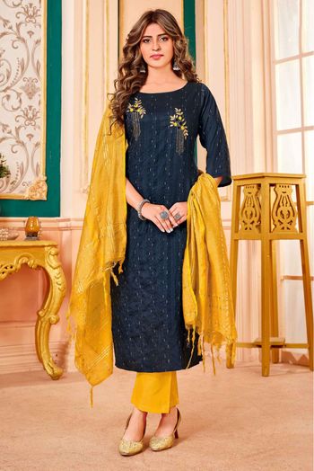 Shop Embroidered Handloom Cotton Suit Set 3721 Online - Women Plus