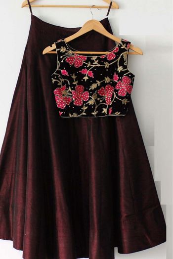 Taffeta Silk Embroidery Lehenga Choli In Maroon Colour - LD3880329