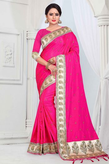 Sana Silk Woven Saree In Pink Colour - SR1541169