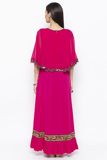 Plus Size American Crepe Embroidery Kurti In Pink Colour