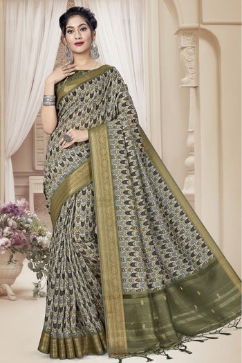 GREY COTTON SAREE WITH MARRON COTTON SILK AND BENARASI COMBINATION BOR –  ShopBollyWear.Com