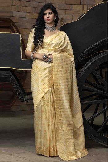 Banarasi Silk Woven Saree In Off White Colour - SR5010025