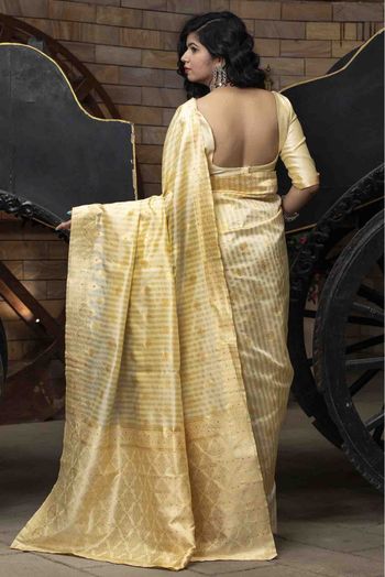 Banarasi Silk Woven Saree In Off White Colour - SR5010025