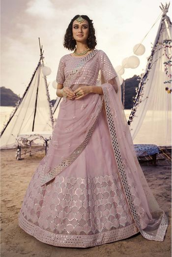 Organza Embroidery Lehenga Choli In Baby Pink Colour - LD4900322