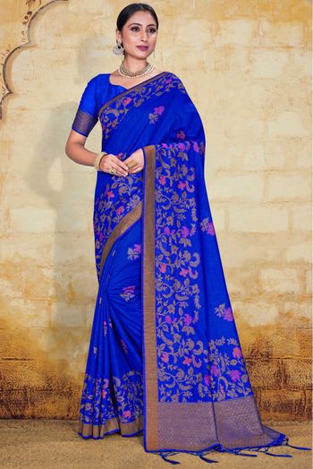 Art Silk Woven Saree In Blue Colour - SR5411655