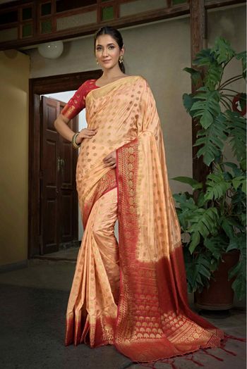 Dola Silk Woven Saree In Peach Colour - SR5411978