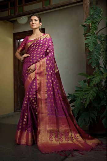 Dola Silk Woven Saree In Purple Colour - SR5411983