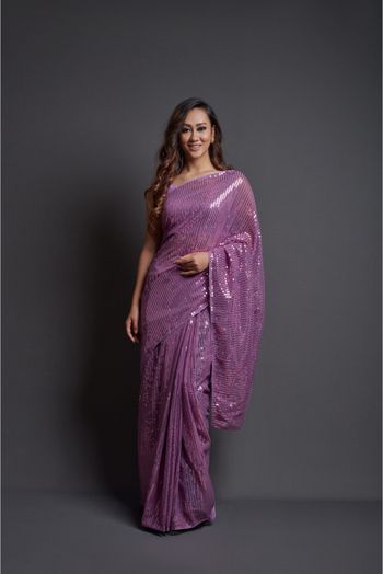 Sequence Purple Sequins Embroidered Georgette Saree, Size: Free at Rs 1480  in Surat