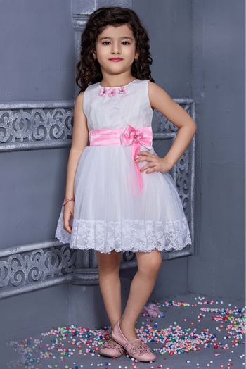 Peach Colour stylish Party Wear Georgette embroidery mirror work Frock Kids  Girls Wear Collcetion