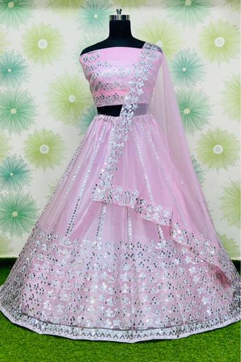 Net Embroidery Lehenga Choli In Baby Pink Colour - LD4010235