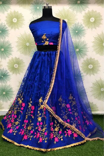 Net Embroidery Lehenga Choli In Blue Colour - LD4010171