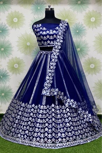 Net Embroidery Lehenga Choli In Blue Colour - LD4010237