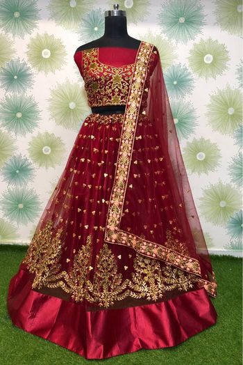 Net Embroidery Lehenga Choli In Maroon Colour - LD4010153