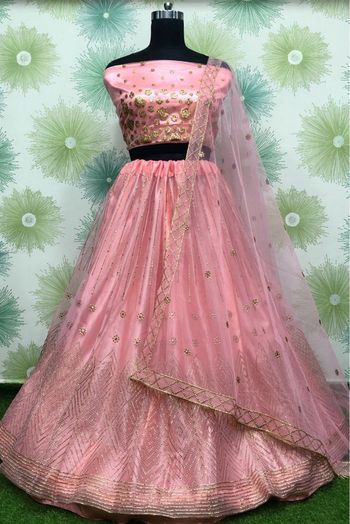 Net Embroidery Lehenga Choli In Pink Colour - LD4010184