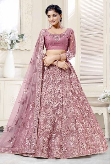 Net Embroidery Lehenga Choli In Pink Colour LD5411768 A