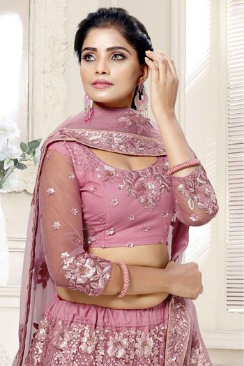 Net Embroidery Lehenga Choli In Pink Colour - LD5411768