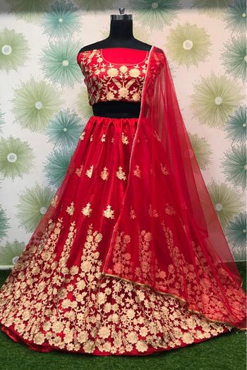 Net Embroidery Lehenga Choli In Red Colour - LD4010192