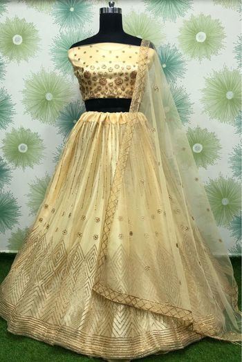 Net Embroidery Lehenga Choli In Yellow Colour - LD4010185