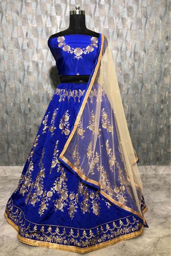 Taffeta Silk Embroidery Lehenga Choli In Blue Colour - LD4010134