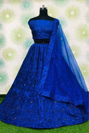 Banglori Silk Embroidery Lehenga Choli In Royal Blue Colour - LD4010247