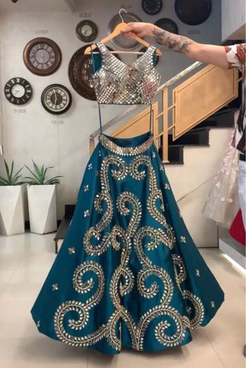 Taffeta Silk Embroidery Lehenga Choli In Teal Green Colour - LD4010245