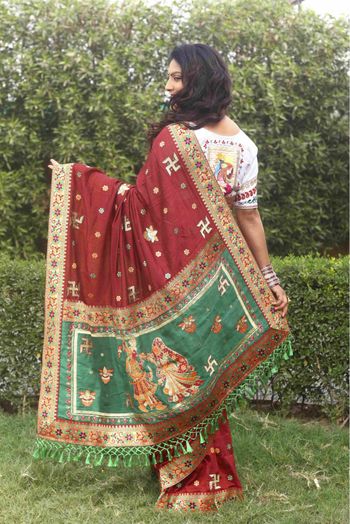 Vichitra Silk Embroidery Saree In Maroon Colour - SR5411928