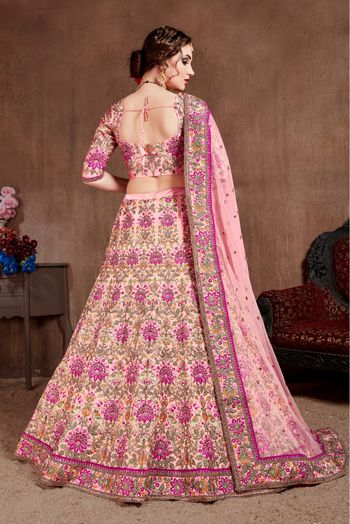 Taffeta Silk Embroidery Lehenga Choli In Pink Colour